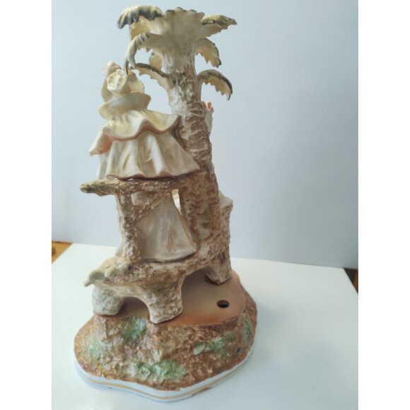 Vintage Arnart Figurine Ceramic Victorian 14" Tall Couple seated near Palm Trees - Picture 7 of 16